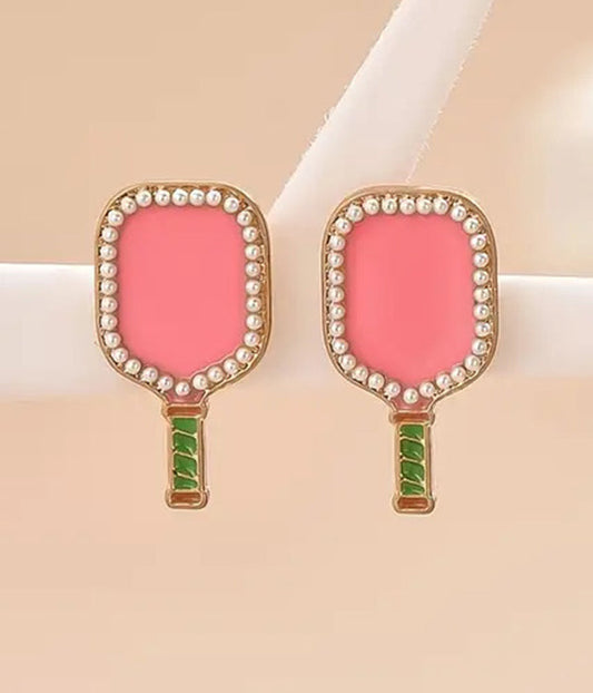 SPORT THEME EARRING - PICKLEBALL RACKET-0